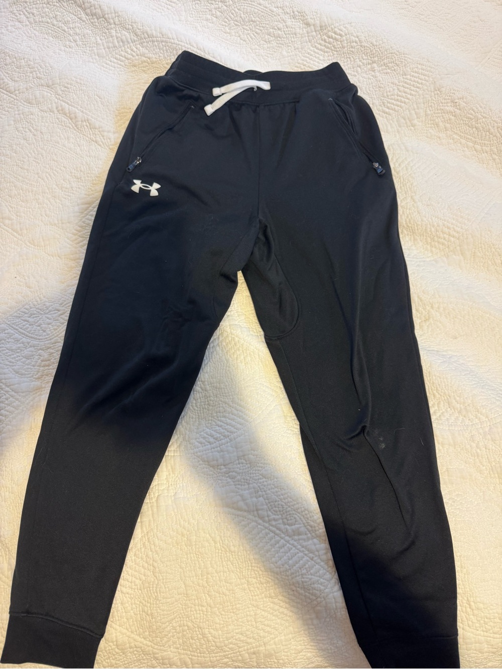 Under Armour Kids Black Jogger Sweatpants with White Drawstring YMD